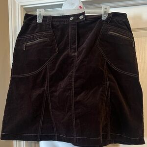 Gitano Brown Corduroy/Velvet Skirt with Zipper Pockets